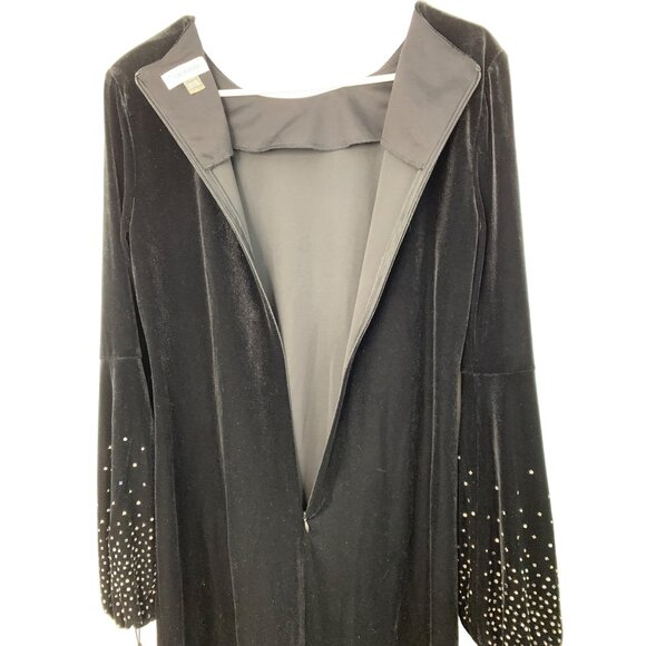 Calvin Klein Black Velvet Dress With Embellished Pouf Sleeves Holiday Size 8 NWT - Picture 10 of 12